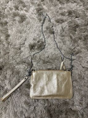 Dissona Italy Metallic Gold Crossbody Wristlet Bag
